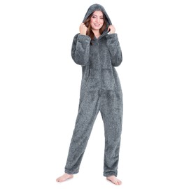 CityComfort Women's Onesie, Jumpsuit, Cuddly Fleece Pyjamas, S-XL, gray