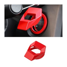 Engine Start/Stop Button Cover, Carbon Fiber Zinc Alloy Car Power Control Trim, Push to Start Button Key Ignition Protective Cover, Universal for Civic CRV XRV Challenger Charger CHR (Red)