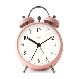 Acctim Haven Analogue Faux Double Bell Small Alarm Clock (Pink Grapefruit)