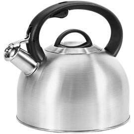 Foedo Whistling Stovetop Tea Kettle, 3.2Qt Food-Grade 304 Stainless Steel Teapot, Ergonomic Cool Handle,One-button Switch,Hot Water Quick Boil,All Metal Whistles Rust Resistant and Durable (Silver)