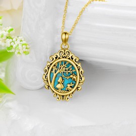Reaii Natural Turquoise Alice in Wonderland Necklace for Women 925 Sterling Silver Gold Plated Alice in Wonderland Jewelry Gifts, Sterling Silver, natural turquoise