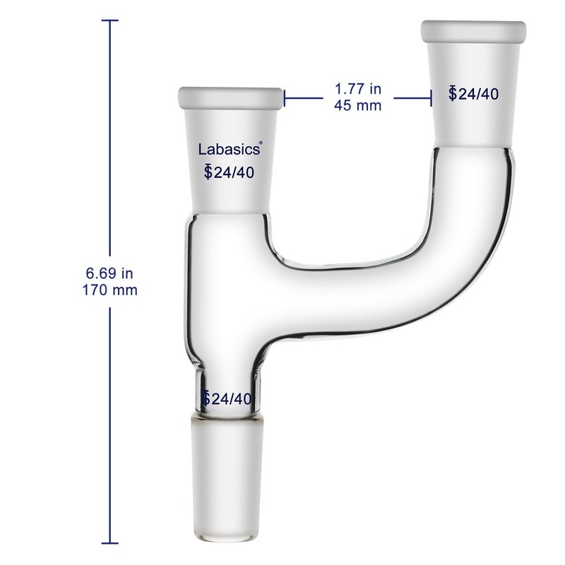 Labasics Borosilicate Glass Distillation Adapter, 3 Way Claisen Distilling Adapter