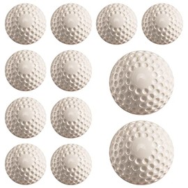 Bkkack Pitching Machine Ball 12 Pack Yellow Dimpled Baseballs, 9-Inch Pitching Machine Baseballs for Hand-Eye Coordination, Hitting and Fielding Practice (White)