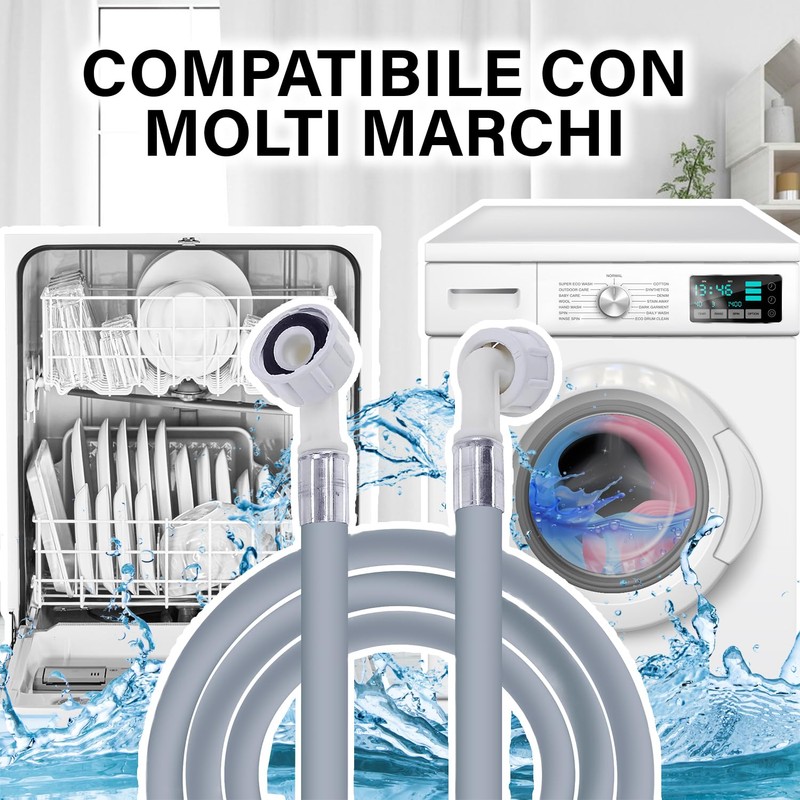 Inlet Hose Washing Machine and Dishwasher 2 m Safety Valve