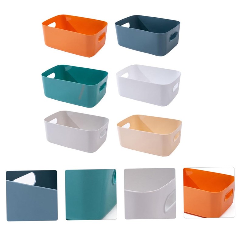 CHILDWEET 6PCS Plastic Storage Boxes Lids Multi-purpose Desk Organizers for