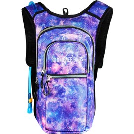 SOJOURNER Rave Hydration Pack Backpack - 2L Water Bladder Included for Festivals, Raves, Hiking, Biking, Climbing, Running and More (Multiple Styles) (Galaxy)