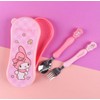 Lilfant Cute Pink Melody Fork and Spoon Flatware Set with