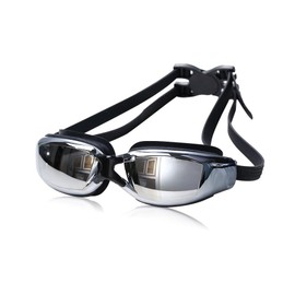 [DOYOUCOTO] 水中めがね 大人用 水泳スイミングゴーグル ミラータイプ ミラーゴーグル 競泳 フィットネス スイミングゴーグル 曇り防止 水泳ゴーグル 柔らかい シリコン 男女兼用 (ブラック)