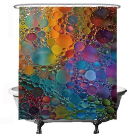 Ulticool Shower Curtain - Bubble Water Art Colours - 180 x 200 cm - Washable - Anti Mould - with 12 Rings - Purple Yellow Blue