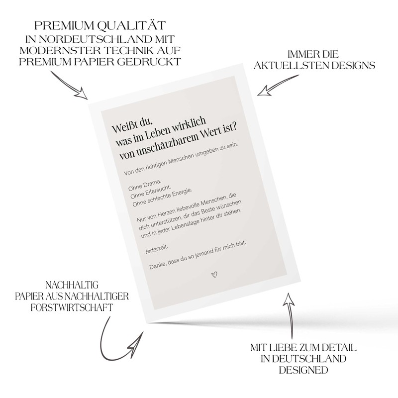 FORYOU24 - Premium Grusskarte Danke sagen, Geschenk beste Freundin, Geschenk