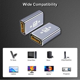 Yeung Qee 8K HDMI Coupler,2.1 Female to Female Adapter HDMI Extender Support 8K/4K@60Hz for HDTV, PC,Laptop, Monitor, Projector (2 Pack)