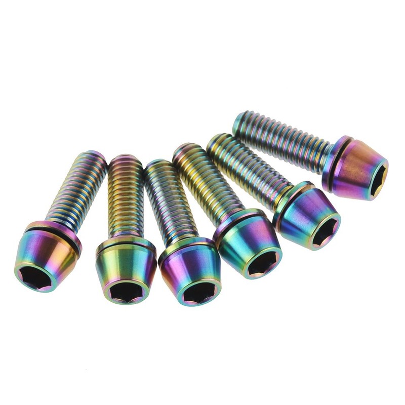 Dingtai 1pcs M6X35m Titanium Bike Headset Bolts and 6pcs M5x16
