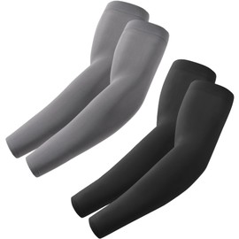 fuinloth 2 Paare Gaming Arm Sleeves, Arm Stulpen Armschoner für Damen/Herren, Volleyball Basketball Sport Ärmel Schwarz+Dunkel Grau
