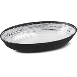 BRUNNER 0830067N.C3S Oval Bowl Melamine Stone Touch, Oval Servig Bowl Granada Collection, Black and White, BPA-Free, Shockproof, Dishwasher Safe