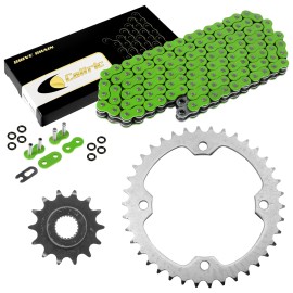 Caltric Green Drive Chain & Sprockets Kit for Yamaha Raptor 250 YFM250 2008 2009 - 2013