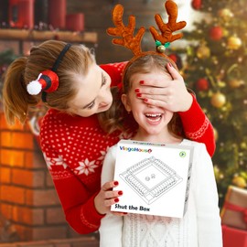 Shut the Box Game for 4 Players, Wooden Table Game Family Travel Game Traditional Pub Dice Games for Adults Educational Table Dice Game for Kids Age 3 4 5 6 + [Multicolors]