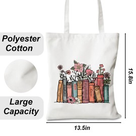 Inspired Tote Bag Book Decor for Bookworms and Music Lovers - Bookish Gifts for Women, BFF, Friends - Mothers Day, Christmas, Birthday - Reusable Beach and Grocery Shopping Bag