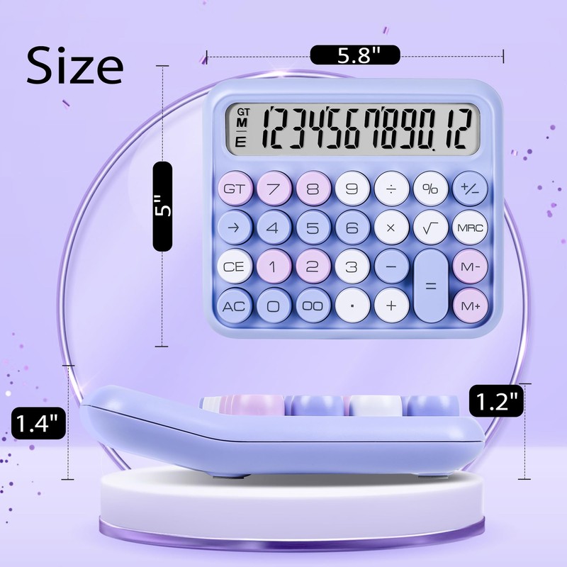VEWINGL Mechanical Switch Calculator, 12 Digit Large LCD Display and