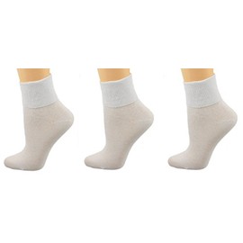 Sierra Socks Women's 100% Combed Cotton Ankle Turn Cuff 3 Pair Pack (12 (Fits Shoe Size 11-12), White)