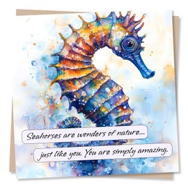 Happy Birthday or Positivity Card for a Loved One - Seahorse Lover, Nature, Underwater - Seahorses are Wonders of Nature, You Are Wonderful - For a Friend, Bestie, Relative, Family, Partner