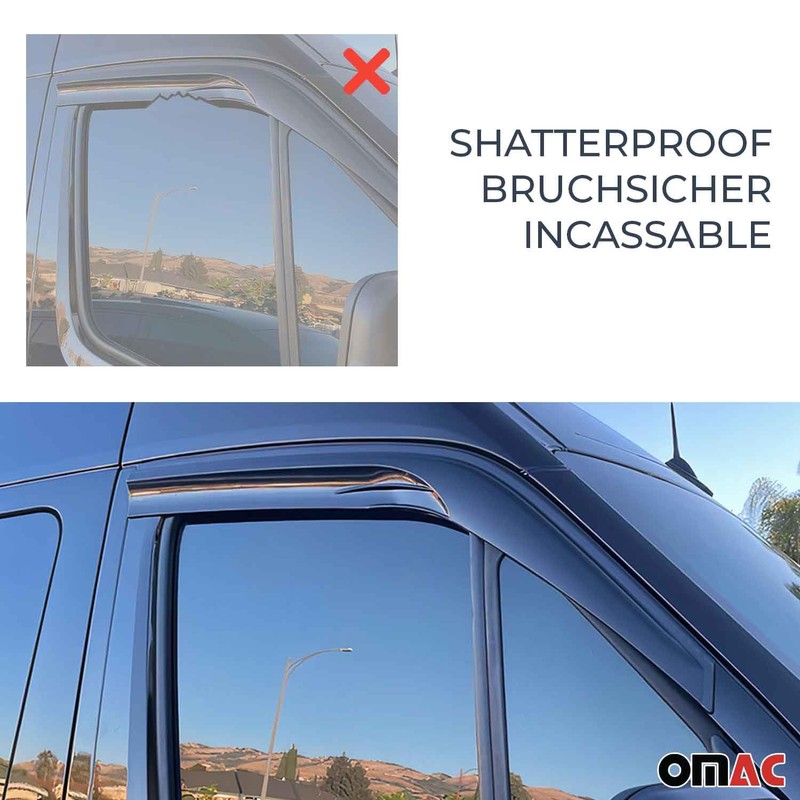 OMAC Window Visor Vent Rain Guard Deflector for Ford e-Transit