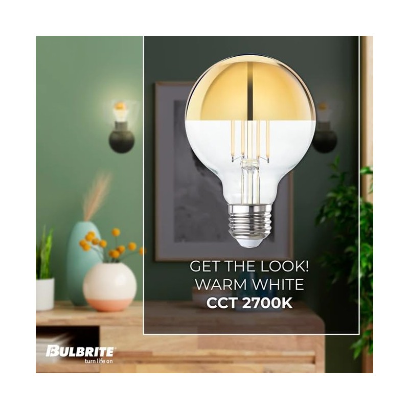 Bulbrite 776923 10-Pack Filaments G25 Half Gold Light Bulb