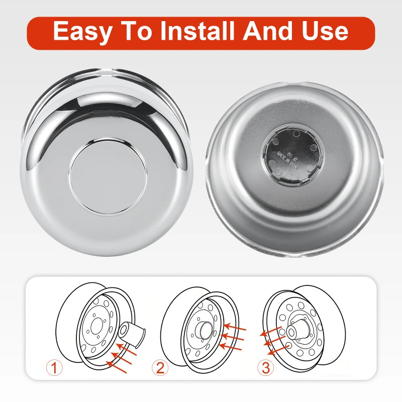 2PCS 4.88" Push Through Center Caps for Trailer Truck RV