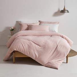 Duvet Cover, Single Item, 150, 210, Washed, Peach Skin, Stylish, Quilt Cover, Dust Mites, Antibacterial, Odor Resistant, 8 Strings, Soft, Solid, Smooth Texture, Sweat Absorbent, Quick Drying, Pink