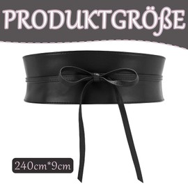 Women's Waist Belt, Wide, High-Quality Workmanship and Also Comfortable to Wear, Size 240 cm x 9 cm, Bow Belt Can Be Combined with Ainer Variety of Clothing (Black), black