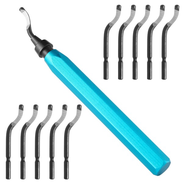 Deburring Tool Set with 11pcs High Speed Steel Swivel Blades,