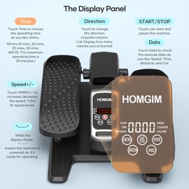 HOMGIM Under Desk Elliptical Machine - Quiet Motorized Leg Exerciser with Smart Remote, 12-Speed Manual Programs Auto/3 Auto Programs LCD Display & Bidirectional Motion for Home/Office (White)