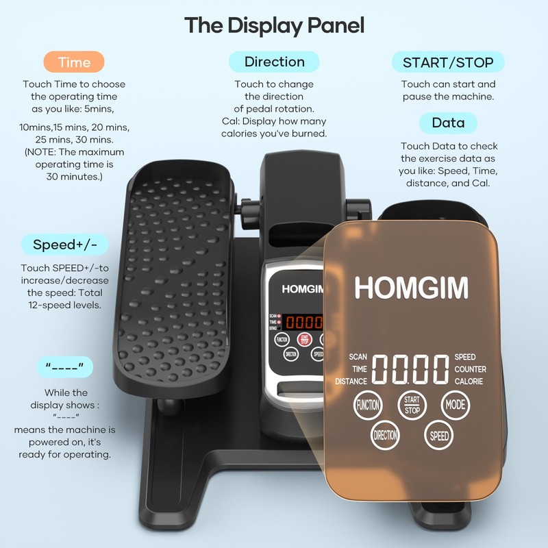 HOMGIM Under Desk Elliptical Machine - Quiet Motorized Leg Exerciser