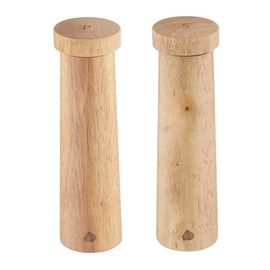 Navaris Salt and Pepper Mill Set - Adjustable Rubber Wood Salt and Pepper Grinders Shakers with Ceramic Grinding Core for Home, Restaurants - Design 1