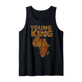 African Attire Kids Tee Black African King Boys Kente Cloth Tank Top