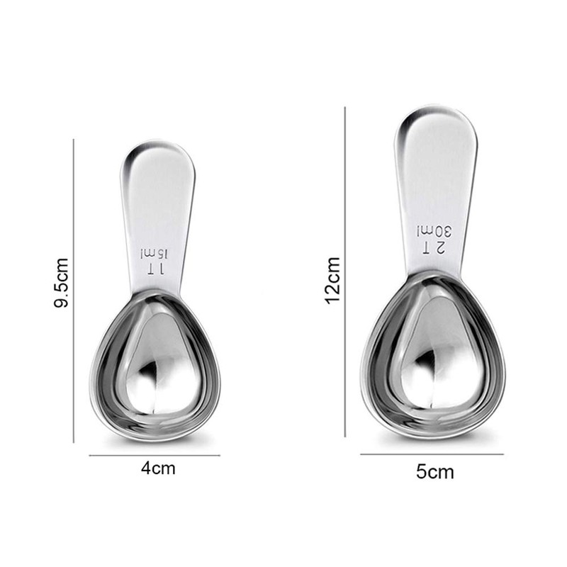 Set of 2 Stainless Steel Coffee Scoops Measuring Coffee Spoons