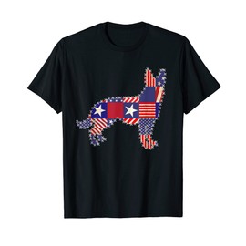 German Shepherd 4th of July Dog Lovers Patchwork Flag Women T-Shirt