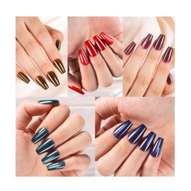 Misssix Cat Eye Press On Nails, 150Pcs XS Short Square Cat Eye Nail Tips, Glossy Glitter Soft Gel Stick On Nails, Reusable Fake Nails for Nail Art DIY 15 Sizes