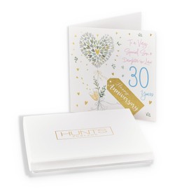 Hunts England - Boxed Son And Daughter-in-Law 30th Anniversary Card - 30 Years - Contemporary Hearts - Gold Foil - 30th Anniversary Card - Milo's - Card In Keepsake Box