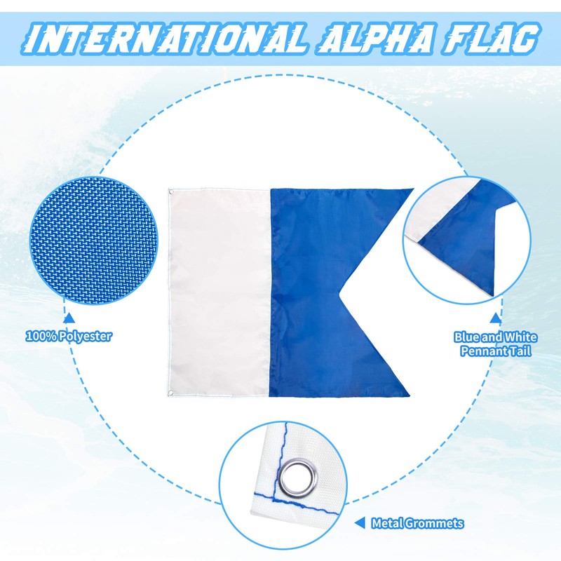 Dawitrly Safety Dive Flags, 2Pieces Polyester Diver Down Flag +
