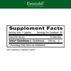 EMERALD LABS Setria L-Glutathione - Powerful Glutathione Supplement - Offers Liver & Immunity Support* - Gluten-Free - 30 Vegetable Capsules