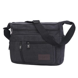 BOMKEE Men's Shoulder Bag, Messenger Bag, Large Canvas Shoulder Bag, 15.6 Inch Laptop Bag for Work, School, Travel, black