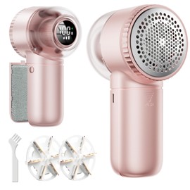 X-Large Fabric Shaver with Lint Brush, Rechargeable Lint Shaver with Digital Display, 3-Speeds, 6-Leaf Blades, 1200mAh Electric Lint Remover Sweater Shaver for Removing Fuzz and Pill