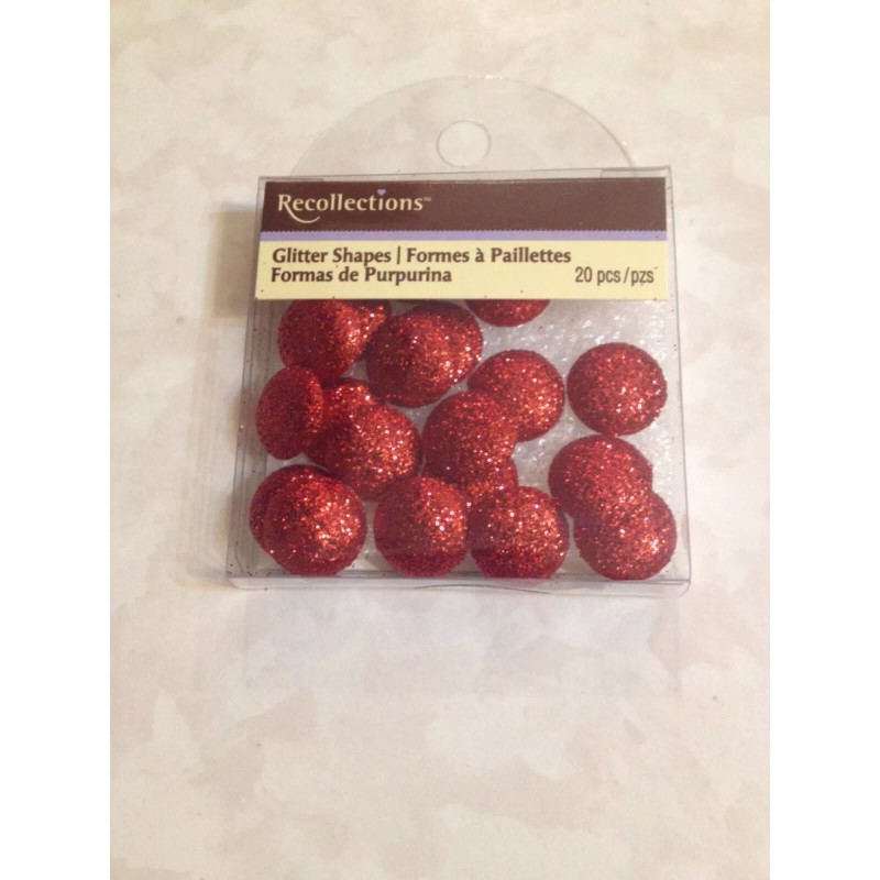 RECOLLECTIONS LARGE SIZE BRIGHT CANDY APPLE RED GLITTER DOTS ADHESIVE