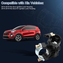 KUTTOLE Ignition Lock Switch Housing 81910-B2100 for 2014-2019 Kia Soul, 2015-2019 Kia Soul EV, Black, 1-Position, Rotary, ON-OFF, Steel, ABS Plastic, IP65, Plug In