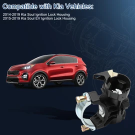 KUTTOLE Ignition Lock Switch Housing 81910-B2100 for 2014-2019 Kia Soul, 2015-2019 Kia Soul EV, Black, 1-Position, Rotary, ON-OFF, Steel, ABS Plastic, IP65, Plug In