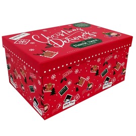 Christmas Eve Box Ho Ho Ho Design Flat Pack Keepsake Box- Xmas Gift Basket with Lid 34 x 23 x 16 cm (Christmas Delivery, Medium)
