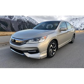 Front Lip Splitters Compatible with 2016-2017 Honda Accord Sedan, HFP Style Unpainted Black PU Polyurethane Front Bumper Lip Spoiler by IKON MOTORSPORTS
