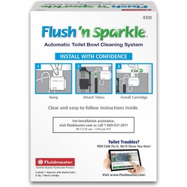 Fluidmaster 8300 Flush 'n Sparkle Automatic Toilet Bowl Cleaning System with Bleach Cartridge