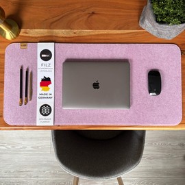 kontor28® - Desk Mat Felt Made in Germany | Desk Mat in Size 80 x 37.5 cm Made of Upcycled PET Felt | Felt Pad Desk Washable and Non-Slip, Pink