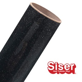 Siser Glitter HTV 11.8" x 3ft Roll - Iron on Heat Transfer Vinyl (Galaxy Black)